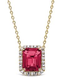 The Diamond Store - Astra 1.80Ct Lab Ruby And Diamond Halo Octagon Cut Necklace - Lyst