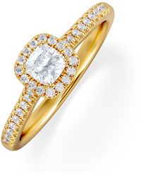 The Diamond Store - Lumia Cushion Cut Lab Diamond Halo Ring 0.50Ct F/Vs - Lyst