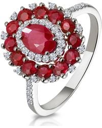 The Diamond Store - 1.55Ct Ruby Asteria Collection Diamond Halo Ring - Lyst