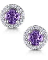 The Diamond Store - 0.64Ct Amethyst And Diamond Halo Stellato Earrings - Lyst