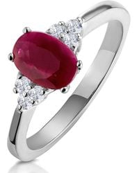 The Diamond Store - Ruby 0.90Ct And Diamond 18K Ring - Lyst