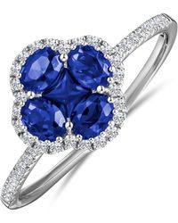 The Diamond Store - Alegria 1.00Ct Lab Sapphire Halo Ring - Lyst