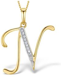 The Diamond Store - Initial 'N' 0.05Ct Lab Diamond Pendant Necklace - Lyst