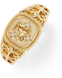 The Diamond Store - Capricorn Zodiac 0.01Ct Lab Diamond Signet Ring - Lyst