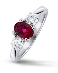The Diamond Store - Lab Ruby 0.50Ct And Lab Diamonds And 1.15Ct Ring 18K - Lyst