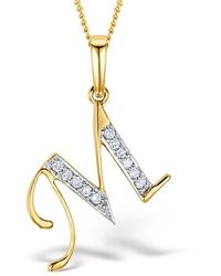 The Diamond Store - Initial 'M' 0.05Ct Lab Diamond Pendant Necklace - Lyst