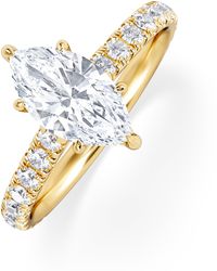 The Diamond Store - Amora Marquise 1.47Ct Hidden Halo Lab Diamond Engagement Ring With Side Stones Set - Lyst