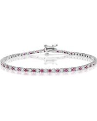 The Diamond Store - Ruby And 1Ct Lab Diamond Tennis Bracelet - Lyst