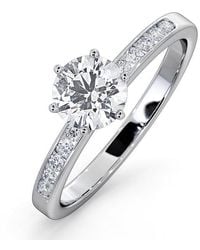 The Diamond Store - Charlotte Gia Diamond Engagement Side Stone Ring 0.88Ct G/Vs2 - Lyst