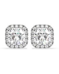 The Diamond Store - Beatrice Cushion Cut Lab Diamond Halo Earrings 2.45Ct - Lyst