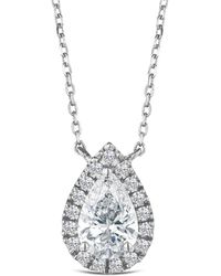 The Diamond Store - Lumia Pear Cut Lab Diamond Halo Pendant 1.20Ct F/Vs - Lyst