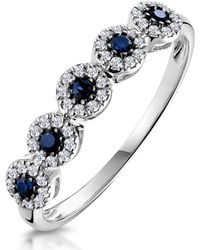 The Diamond Store - Sapphire And Halo Diamond Stellato Eternity Ring - Lyst
