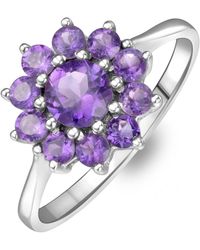 The Diamond Store - 0.94Ct Amethyst Cluster Ring - Lyst