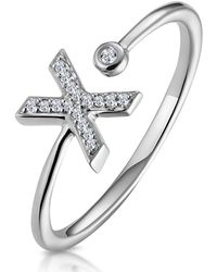 The Diamond Store - Diamond Initial 'X' Ring 0.07Ct Set - Lyst