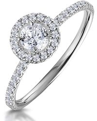 The Diamond Store - Ella Halo Lab Diamond Engagement Ring 0.55Ct - Lyst
