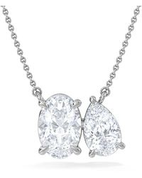 The Diamond Store - Moi Et Toi Lab Diamond Oval 1.50Ct + Pear 1.50Ct Necklace - Lyst