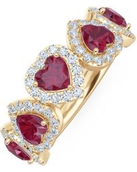 The Diamond Store - Chérie 1.80Ct Heart Cut Lab Ruby And Lab Diamond Halo Ring - Lyst