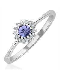 The Diamond Store - Tanzanite 3.5 X 3.5Mm And Diamond 9K Ring - Lyst