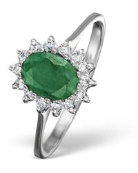 The Diamond Store - Emerald 0.83Ct And Diamond 9K Ring - Lyst