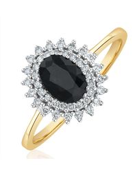 The Diamond Store - Sapphire 7 X 5Mm And Diamond 9K Ring - Lyst