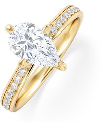 The Diamond Store - Origin Twist 1.00Ct Pear Cut Lab Diamond Solitaire Engagement Ring With Side Stones - Lyst