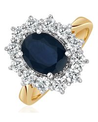 The Diamond Store - Sapphire 2.3Ct And Diamond 1Ct Cluster Ring - Lyst
