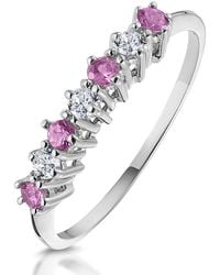 The Diamond Store - Sapphire And 0.09Ct Diamond Ring 9K - Lyst