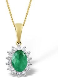 The Diamond Store - Emerald 0.80Ct And Diamond 18K Pendant Necklace - Lyst