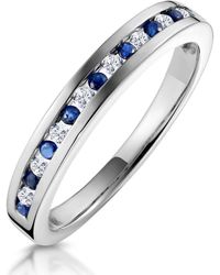 The Diamond Store - Sapphire 0.12Ct And Diamond 9K Ring - Lyst