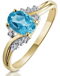 The Diamond Store - Topaz 0.94Ct And Diamond 9K Ring - Lyst