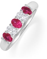 The Diamond Store - Solene 0.75Ct Oval Cut Lab Ruby And Lab Diamond Half Band Eternity Ring - Lyst