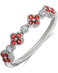 The Diamond Store - Alegria 0.18Ct Lab Ruby 4 Clover Ring - Lyst