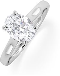 The Diamond Store - Amora Oval 1.00Ct Lab Diamond Engagement Ring F/Vs1 Set - Lyst