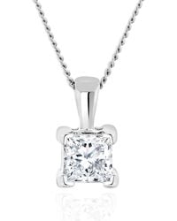 The Diamond Store - 0.50Ct Lab Diamond Princess Cut Solitaire Necklace - Lyst