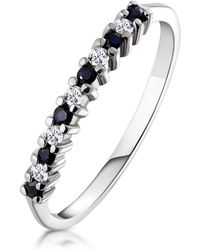 The Diamond Store - Sapphire 0.10Ct And Diamond 9K Ring - Lyst