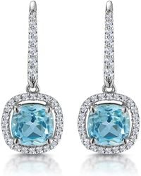 The Diamond Store - 2Ct Topaz And Lab Diamond Halo Earrings 9Kw Asteria - Lyst