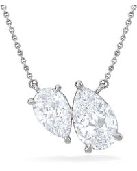 The Diamond Store - Toi Et Moi 3.00Ct Pear Cut Lab Diamond 2 Stone Necklace - Lyst