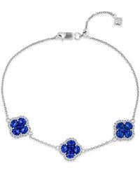 The Diamond Store - Alegria 3.00Ct Lab Sapphire 3 Clover Halo Bracelet - Lyst