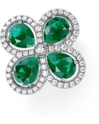 The Diamond Store - Bloom 3.20Ct Lab Emerald And Lab Diamond Ring - Lyst
