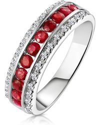 The Diamond Store - Ruby 0.74Ct And Diamond 9K Ring - Lyst