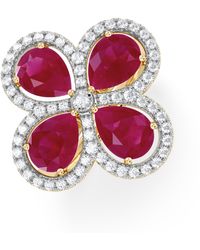 The Diamond Store - Bloom 3.30Ct Lab Ruby And Lab Diamond Ring - Lyst