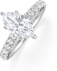 The Diamond Store - Amora Marquise 1.47Ct Hidden Halo Lab Diamond Engagement Ring With Side Stones Set - Lyst
