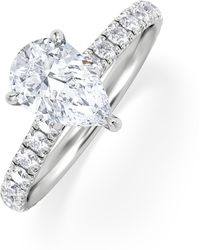 The Diamond Store - Amora Pear 1.47Ct Hidden Halo Lab Diamond Engagement Ring With Side Stones Set - Lyst