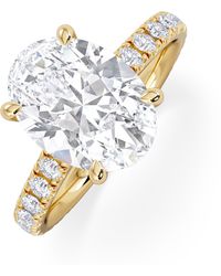 The Diamond Store - Amora Oval 3.00Ct Hidden Halo Lab Diamond Engagement Ring With Side Stones Set - Lyst