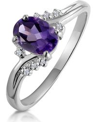 The Diamond Store - Amethyst 0.68Ct And Diamond 9K Ring - Lyst
