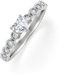 The Diamond Store - Entwine 0.30Ct Heart Cut Lab Diamond Solitaire Engagement Ring With Side Stones - Lyst