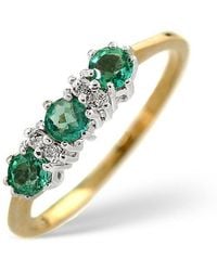 The Diamond Store - Emerald 0.45Ct And Diamond 9K Ring - Lyst