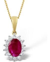 The Diamond Store - 7 X 5 Mm Ruby & Diamond Pendant Necklace - Lyst