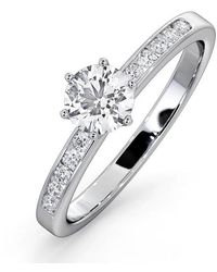 The Diamond Store - Charlotte Diamond Engagement Side Stone Ring 0.65Ct G/Vs2 - Lyst