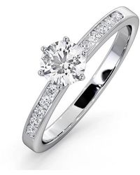 The Diamond Store - Charlotte Diamond Engagement Side Stone Ring 18Kw 0.65Ct Si2 - Lyst